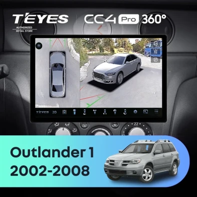 Штатная магнитола Teyes CC4 Pro 360 8/128 Mitsubishi Outlander 1 (2002-2008) F2 (13")
