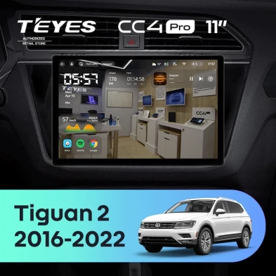 Штатная магнитола Teyes CC4 Pro 8/128 Volkswagen Tiguan 2 (2016-2022) Тип-A (11")