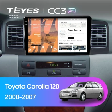 Штатная магнитола Teyes CC3 2K 360 6/128 Toyota Corolla 120 (2000-2007) (черная) F1