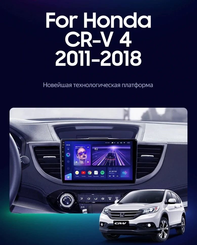 Штатная магнитола Teyes CC3 4/32 Honda CR-V 4 RM RE (2011-2018) Тип-C
