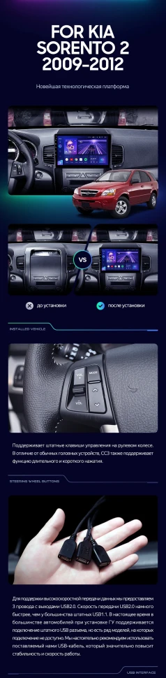 Штатная магнитола Teyes CC3L 4/32 Kia Sorento 2 XM (2009-2012) Тип-B