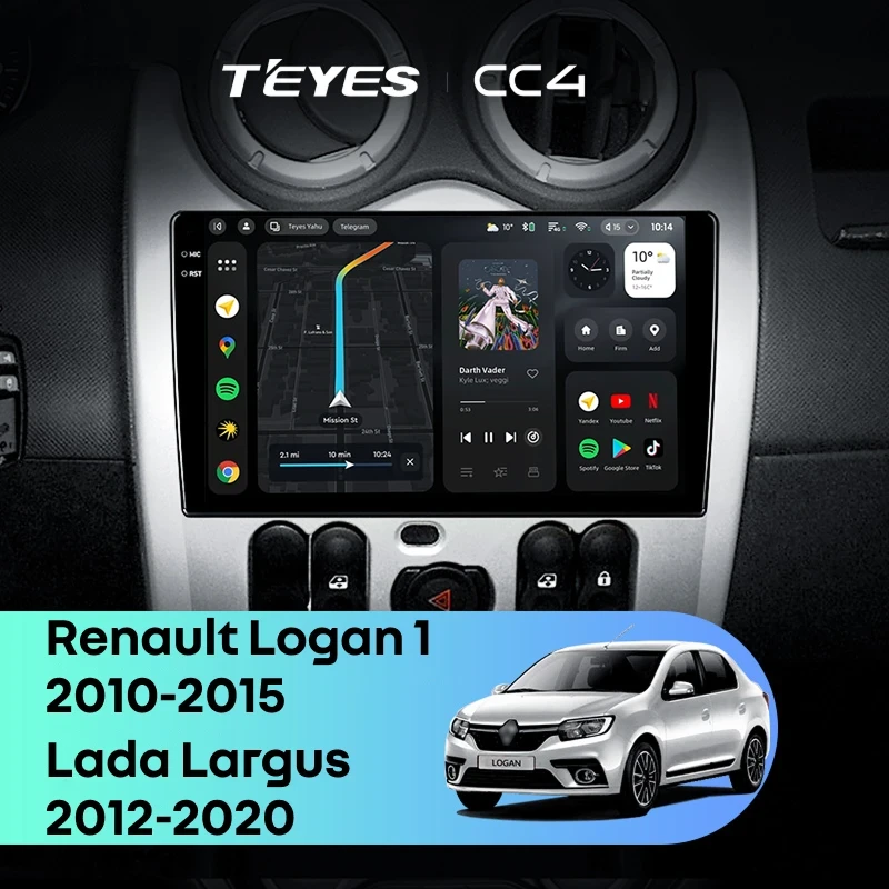 Штатная магнитола Teyes CC4 8/128 Renault Logan 1 (2010-2015)