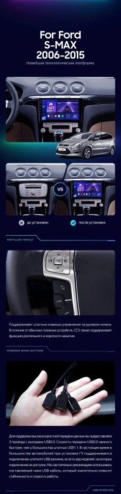 Штатная магнитола Teyes CC3 2K 6/128 Ford S-MAX 1 (2006-2015) F1