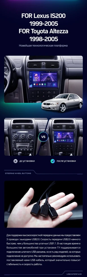 Штатная магнитола Teyes CC3 4/32 Lexus IS200 XE10 (1999-2005)