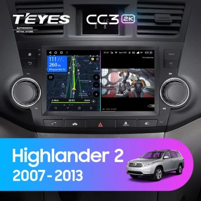 Штатная магнитола Teyes CC3 2K 4/64 Toyota Highlander 2 XU40 (2007-2013) F3 9"