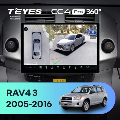 Штатная магнитола Teyes CC4 Pro 360 8/128 Toyota RAV4 3 XA30 (2005-2016) F1 (13")