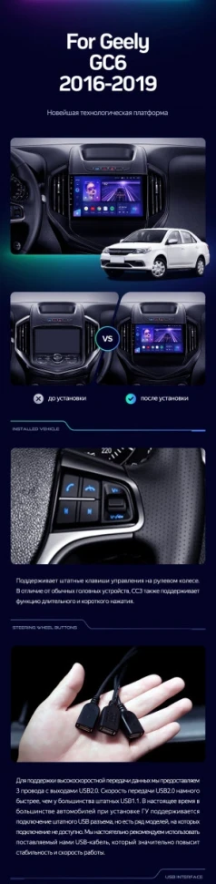 Штатная магнитола Teyes CC3 4/32 Geely GC6 (2016-2019)