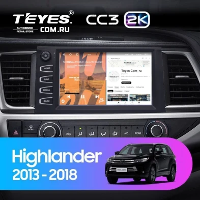 Штатная магнитола Teyes CC3 2K 360 6/128 Toyota Highlander 3 XU50 (2013-2018) F2 с кнопками