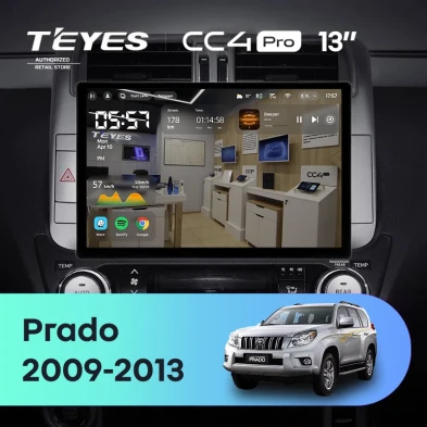 Штатная магнитола Teyes CC4 Pro 12/256 Toyota Land Cruiser Prado 150 (2009-2013) F1 Тип-A (13")