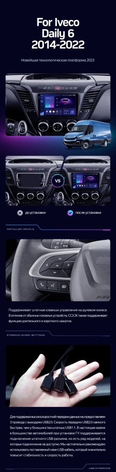 Штатная магнитола Teyes CC3L 4/32 Iveco Daily 6 (2014-2022)