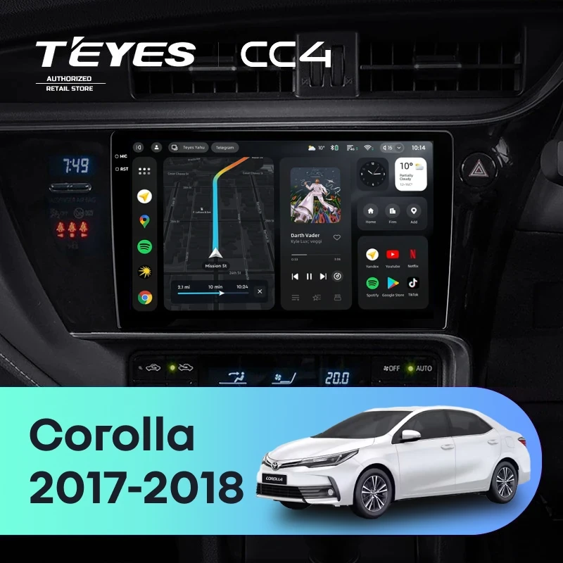 Штатная магнитола Teyes CC4 6/64 Toyota Corolla (2017-2018) Тип-B