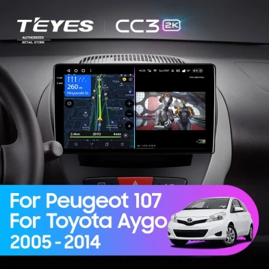Штатная магнитола Teyes CC3 2K 4/64 Peugeot 107 (2005-2014)