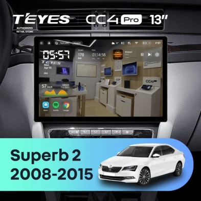 Штатная магнитола Teyes CC4 Pro 12/256 Skoda Superb 2 B6 (2008-2015) (13")