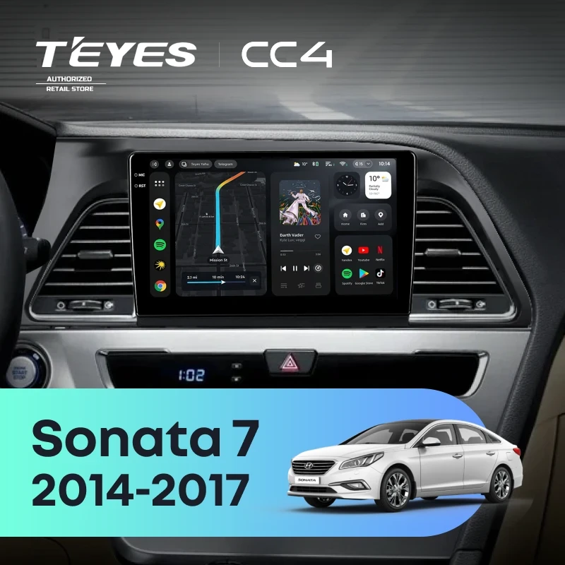 Штатная магнитола Teyes CC4 8/128 Hyundai Sonata 7 LF (2014-2017)
