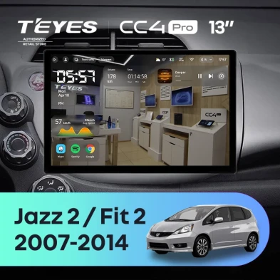 Штатная магнитола Teyes CC4 Pro 8/128 Honda Fit 2 GE (2007-2014) (13")