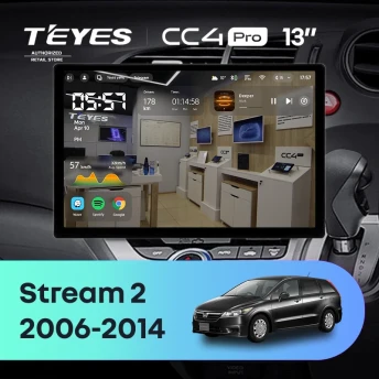 Штатная магнитола Teyes CC4 Pro 12/256 Honda Stream 2 (2006-2014) Правый руль (13")