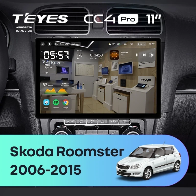 Штатная магнитола Teyes CC4 Pro 8/128 Skoda Roomster (2006-2015) (11")