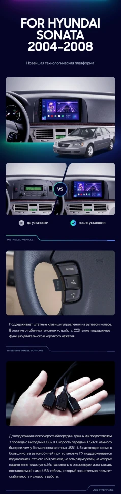 Штатная магнитола Teyes CC3L 4/32 Hyundai Sonata NF (2004-2008)