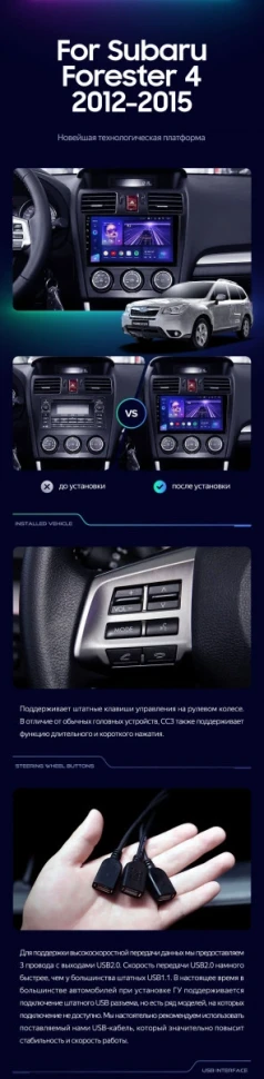 Штатная магнитола Teyes CC3L 4/32 Subaru Forester 4 SJ (2012-2015) Тип-A