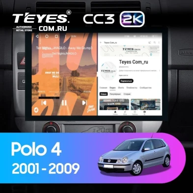Штатная магнитола Teyes CC3 2K 4/32 Volkswagen Polo Mk4 (2001-2009) F2 (13")