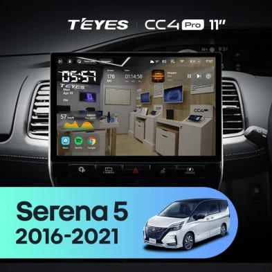 Штатная магнитола Teyes CC4 Pro 12/256 Nissan Serena 5 V C27 (2016-2021) F1 Правый руль (11")