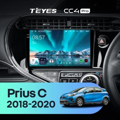 Штатная магнитола Teyes CC4 Pro 8/128 Toyota Prius C (2018-2020) Правый руль