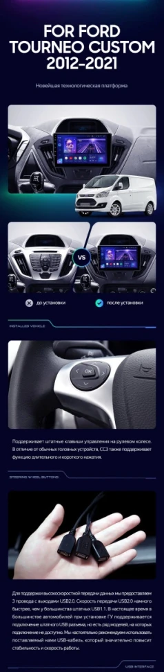 Штатная магнитола Teyes CC3 2K 4/64 Ford Transit (2012-2021) F1