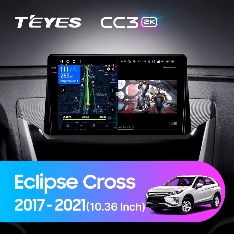 Штатная магнитола Teyes CC3 2K 4/32 Mitsubishi Eclipse Cross (2017-2021) F2
