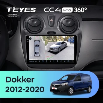 Штатная магнитола Teyes CC4 Pro 360 12/256 Renault Dokker (2012-2020)