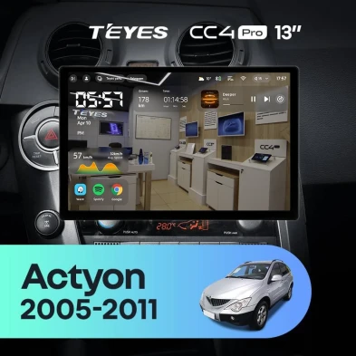 Штатная магнитола Teyes CC4 Pro 8/128 SsangYong Actyon C100 (2005-2011) (13")